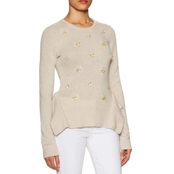 BCBGMaxAzria Sweaters - BCBGMaxAzria Loretta beige Sweater with beaded accents